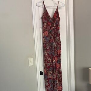 Altar’d State floral red jumpsuit Small